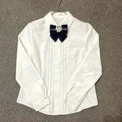 美品 CHOPIN deux ショパンドゥ 丸襟ブラウス リボン付き 160 白