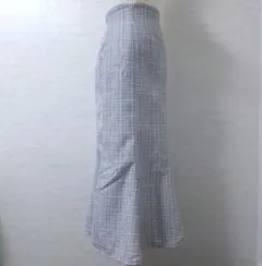 グレイル ツイード調 ラメ チェック柄 マーメイドスカート グレー