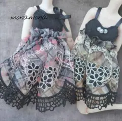 22cmドールハンドメイド服☆ランジェリーワンピース２点セット
