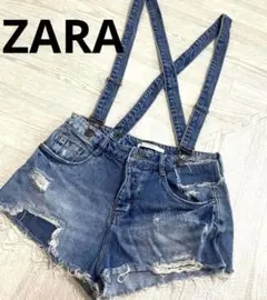 ZARA ショートパンツ サスペンダー デニム