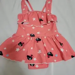 ミキハウス　ベビー水着 女の子 ピンク 星柄 クマ