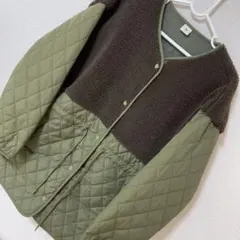 キルティング　ボア　ジャケット Mサイズ オリーブグリーン　カーキ　ブラウン