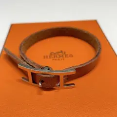HERMES アピ　ブラウンレザーブレスレット