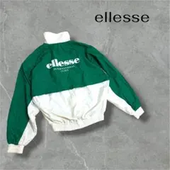 ellesse ナイロン　ジャケット グリーン　ホワイト　レトロ　L 古着　白のサムネイル