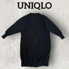 UNIQLO ドルマンスリーブ ロングカーディガン (М) ブラック Vネック