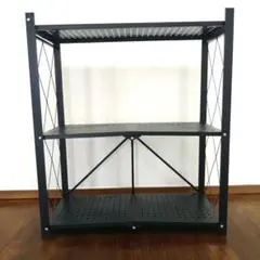 折りたたみ式 スチールラック 収納棚 ブラック