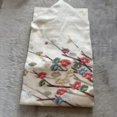 ハ*ー様 名古屋帯 梅刺繍 クリーム色
