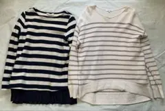 ストライプ柄長袖トップス2点セット　Mサイズ