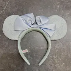 ミニー　リボンカチューシャ 水色　レース サテン　ディズニー