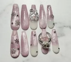 韓国　ギャル　マグネット　ネイル　ロング　スナ系　量産型　y2k ワンホン