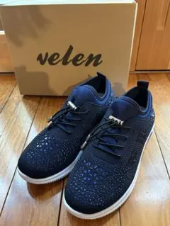 ベレン ビジュー付スニーカー スリッポン24.5サイズ ネイビー velen