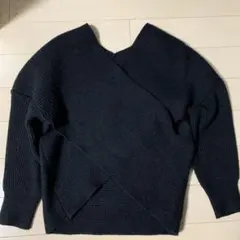 黒 クロスオーバー ニットセーター 長袖