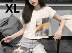 新品　トレンド Tシャツ ストリートカルチャー アースカラー　ホワイト　XL