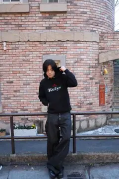 ダークグレー ワイドレッグデニム 9s project