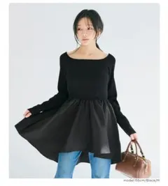 coca ペプラム長袖トップス ブラック Lサイズ