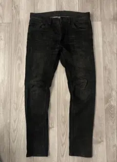 M.A.M 黒細身コーティングデニム　本革ポケット付（HYDE diol 好きに