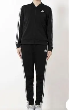 adidas トラックジャケット3本ライン上下セットブラックレディースXLサイズ