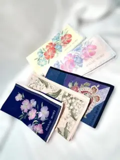 【未使用】森英恵 HANAE MORI ハンカチ 5枚セット 蝶 花柄