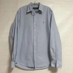 美品 ラルフローレン 長袖シャツ コットン 青 L S-163