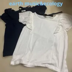 アースミュージックアンドエコロジー シアーチェックスリーブバックリボン2枚セット