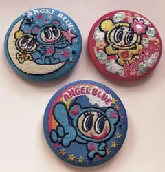 新品 ナルミヤキャラクターズ 刺繍缶バッジ ビスケット エンジェルブルー