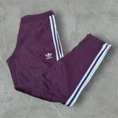 アディダストラックパンツトレフォイル刺繍ロゴバーガンディ