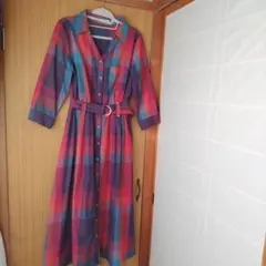 REDYAZEL マルチカラー シャツワンピース チェック 七分袖 レディアゼル