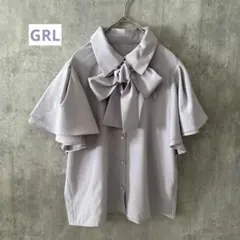 グレイルGRL 半袖ブラウス　フリル　リボン　　薄いパープル　新品未使用品