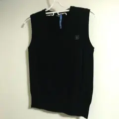 COMME CA ISM ブラックニットベスト Vネック 150サイズ