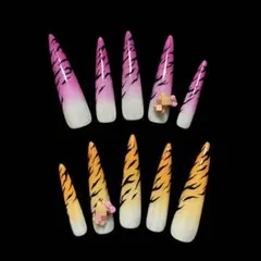 y2k 平成ギャル ゼブラ柄 ネイルチップ