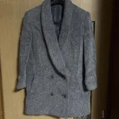 ウール75% ダブルブレストコート グレー