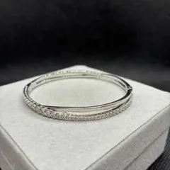 SWAROVSKI スワロフスキー バングル 羽 フェザー シルバー （箱付）M