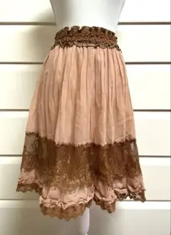 未使用axesfemmeシフォンレースとお花刺繍フレア プリーツスカートグランジ