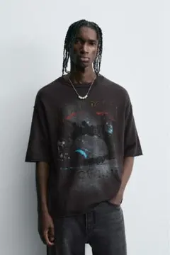 ZARA ウォッシュド加工 ニット バンドTシャツ 美品のサムネイル