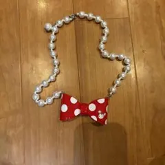 ディズニー　ネックレス　パール　リボン