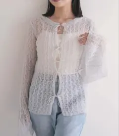 ssm様専用 muguet/ミュゲ シアーニットリボントップスのサムネイル