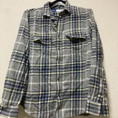 オールドネイビー【L】チェックシャツ グレー系 総柄 カジュアル 大きめ