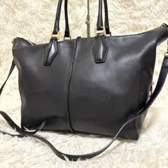 ✨TOD'S トッズ　2way トートバッグ　ショルダー　ビジネス　レザー　黒