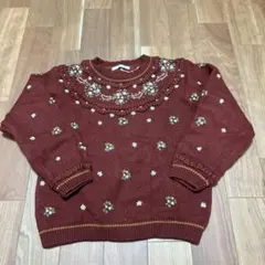 古着　刺繍ニット　花柄