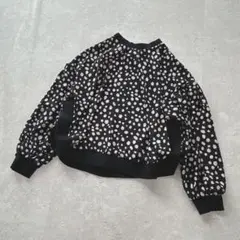 DouDou〔F〕シアー ドット 長袖カットソー リブ袖 ブラック 透け感 黒のサムネイル