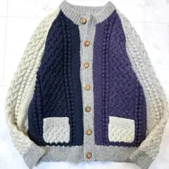 極美品 インバーアラン 4A　クレイジーカーディガン スコットランド製 ニット