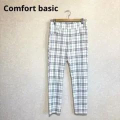 Comfort basic チェックスキニーパンツ ストレッチ ウエストゴム L