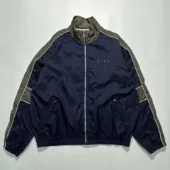 90s ナイキ 白タグ ナイロンジャケット L ネイビー紺 刺繍 ☆6060
