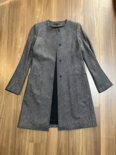 【値下げ】theory ラメグレー ノーカラーロングジャケット