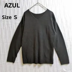 アズールバイマウジー　 Vネック 長袖ニットセーター　シンプル　ブラック　S