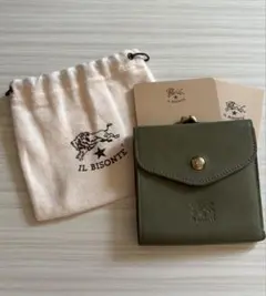 IL BISONTE 三つ折り財布 オリーブグリーン がま口