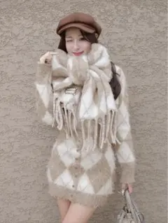 Darich アーガイルニットアンサンブル　BEG Free