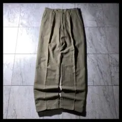 90s GANT リネン タック ワイドスラックス カーキ W30 ポルトガル製のサムネイル
