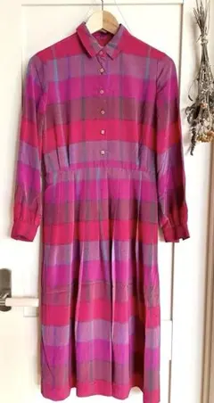 ヴィンテージ ワンピース ミモレ丈 ピンク