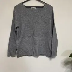 chocol raffine robe Vネック 長袖ニット グレー